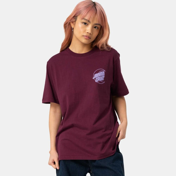 Santa Cruz Womens T-Shirt Imprint Moon Dot T-Shirt - Dark Cherry - Skatewarehouse.co.uk