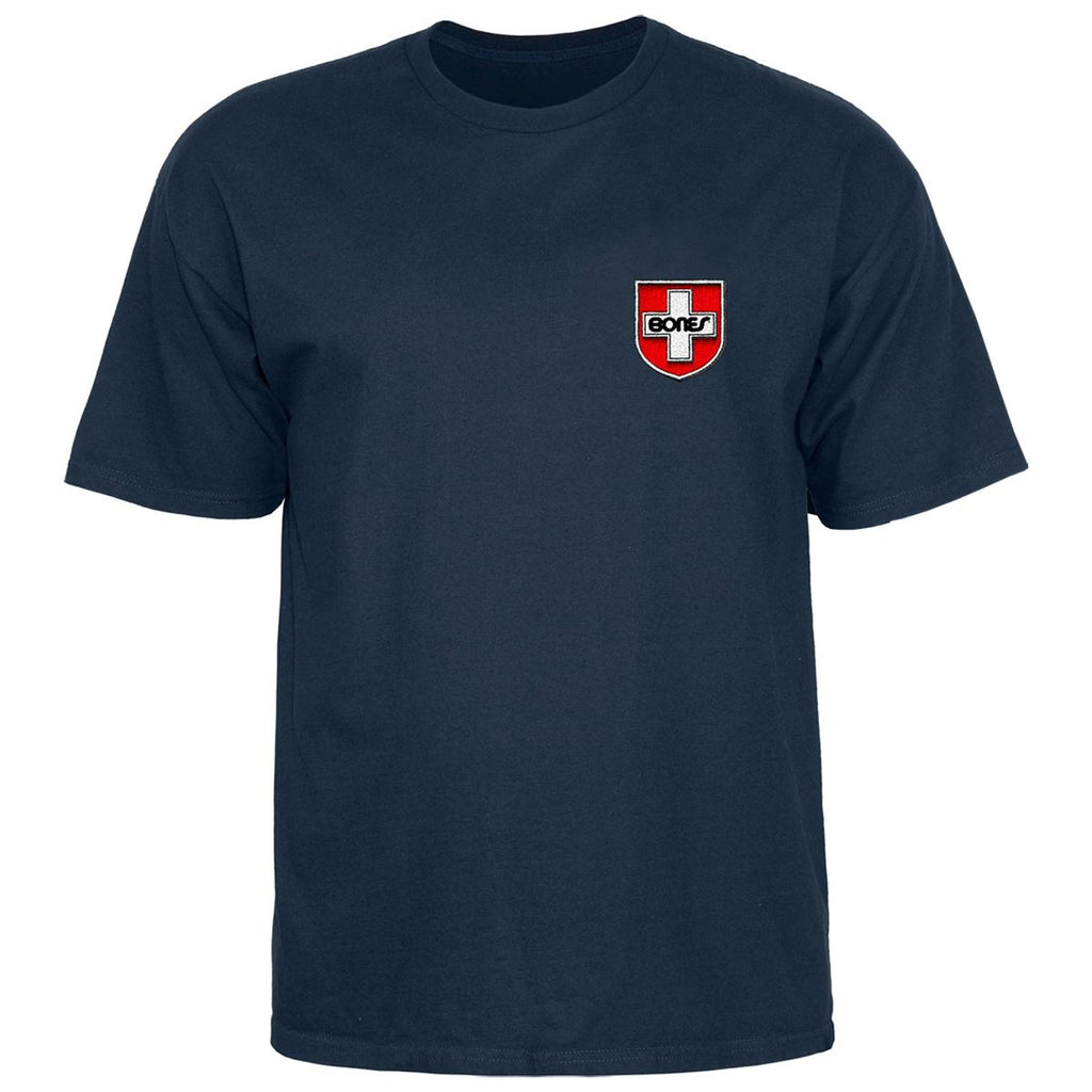 Bones Swiss Shield Tee Navy - S
