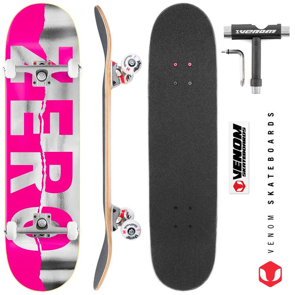 Zero Skateboards Ripped Army Pink/Foil  x Venom Skateboards Custom Complete Skateboard - 8.25
