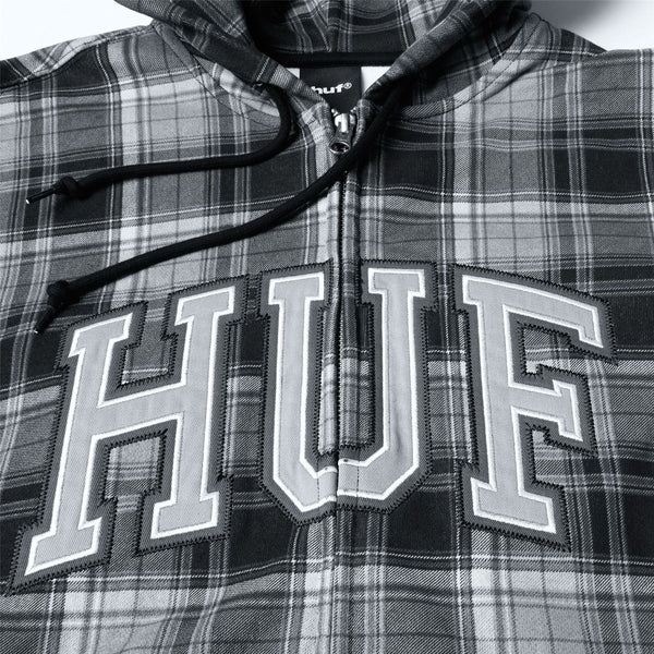HUF Arch Plaid FZ Heavyweight Hoodie (Black)