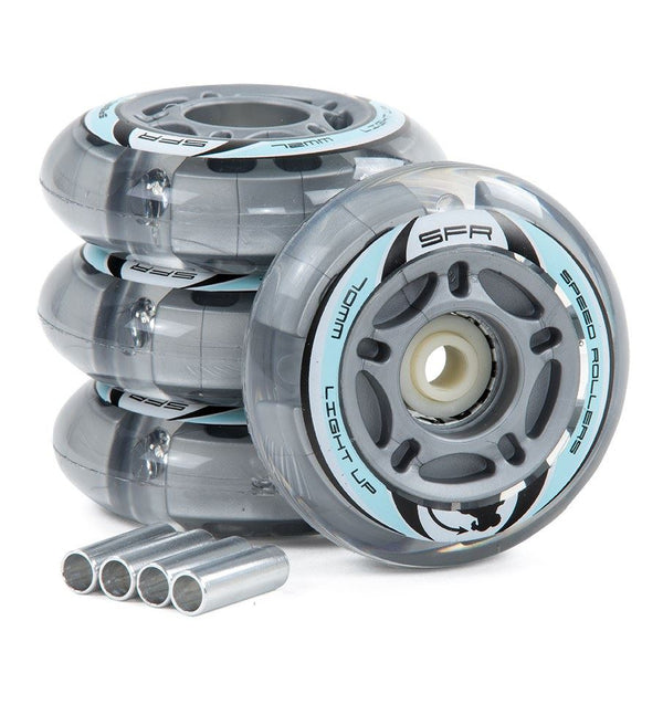 SFR Light Up Inline Wheels x4 - Silver - Skatewarehouse.co.uk