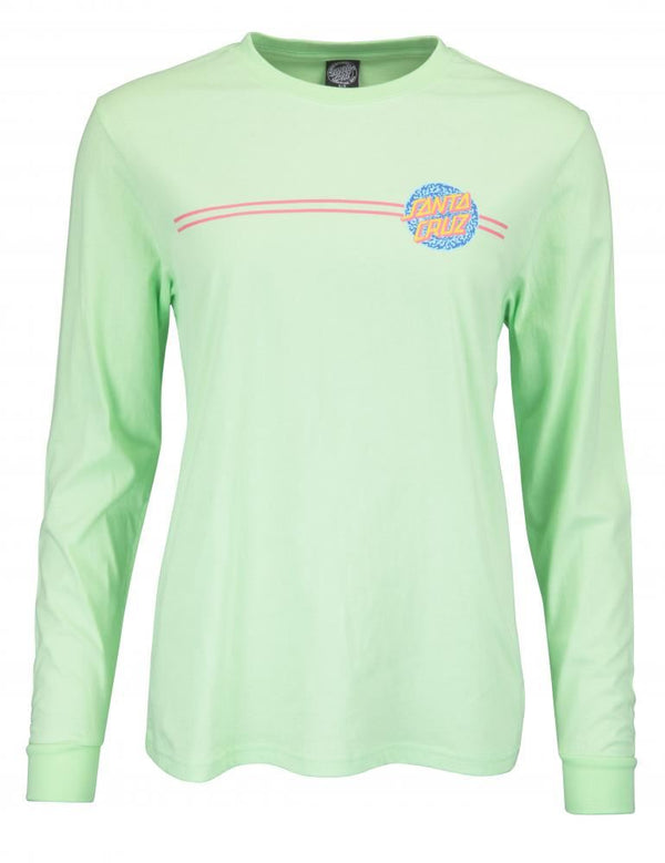 Santa Cruz Womens L/S T-Shirt Ocscure Dot L/S T-Shirt - Green Ash - Skatewarehouse.co.uk
