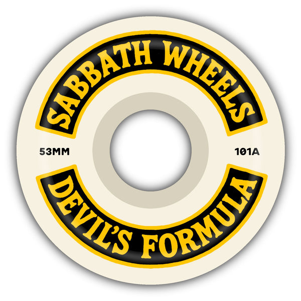 Sabbath Skateboard Wheels | Rocker | OG Slim | Devil's Formula Skateboard Wheels | 101a | Black/Yellow