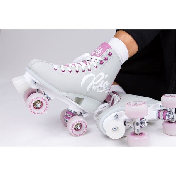 Rio Roller Script Quad Skates - Grey / Purple - Skatewarehouse.co.uk