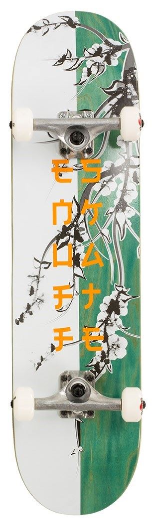 Enuff Cherry Blossom Complete Skateboard - White Teal - 8.0