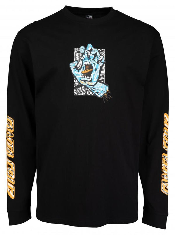 Santa Cruz Longsleeve T-Shirt Flier Hand L/S T-Shirt - Black - Skatewarehouse.co.uk