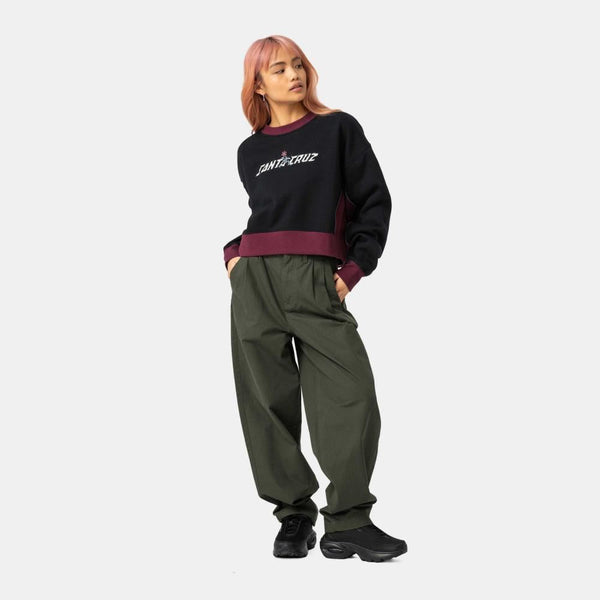 Santa Cruz Womens Crew Flourish Strip Crew - Black - Skatewarehouse.co.uk