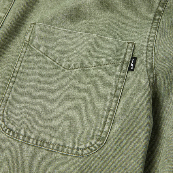 HUF Carson Overdyed Denim LS Shirt (Olive)