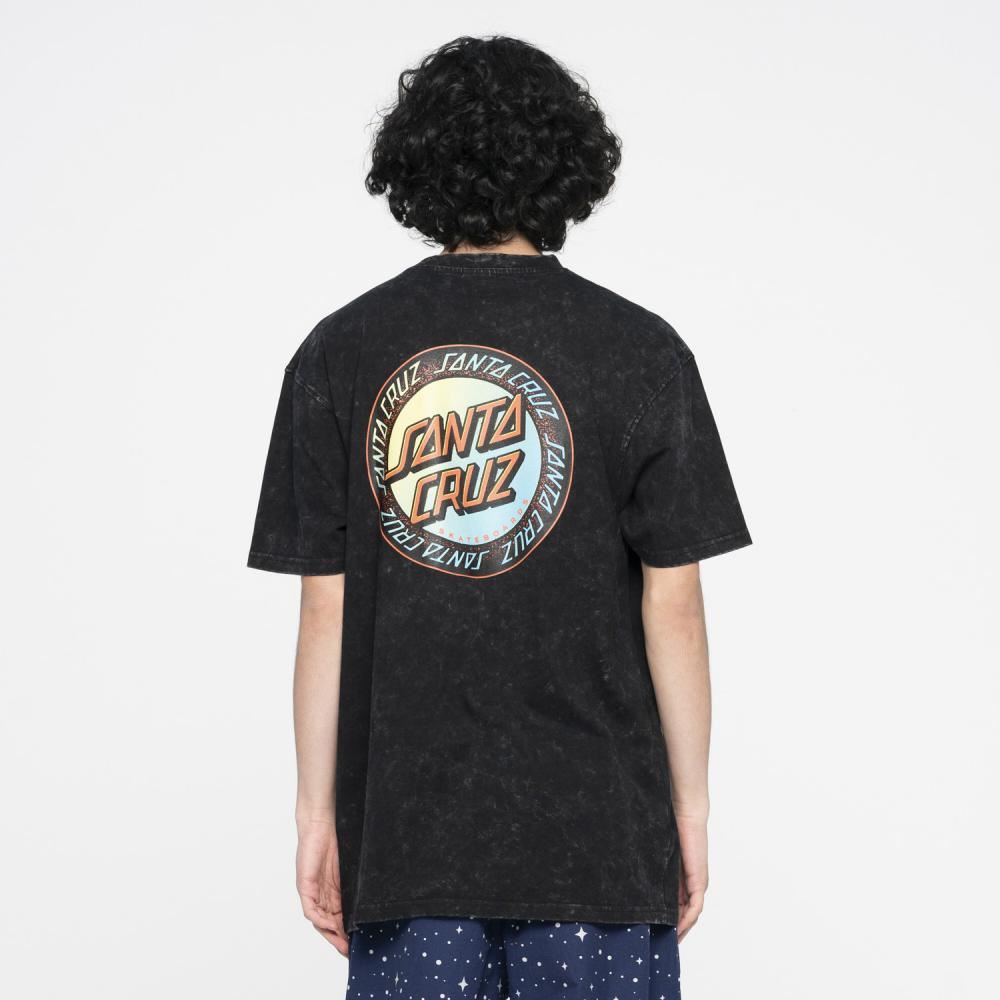 Santa Cruz T-Shirt Loud Ringed Dot T-Shirt - Black Acid Wash - Skatewarehouse.co.uk