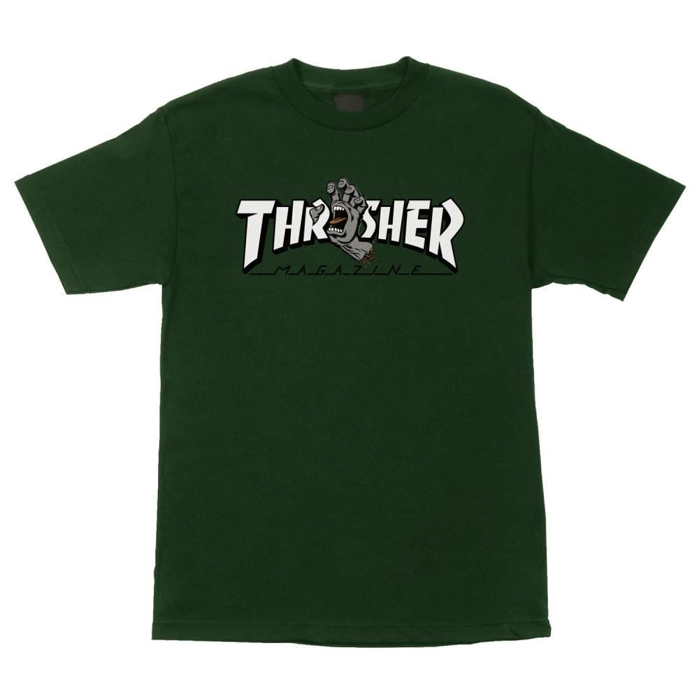 SCR x Thrasher T-Shirt Thrasher Screaming Logo - Forest Green - Skatewarehouse.co.uk