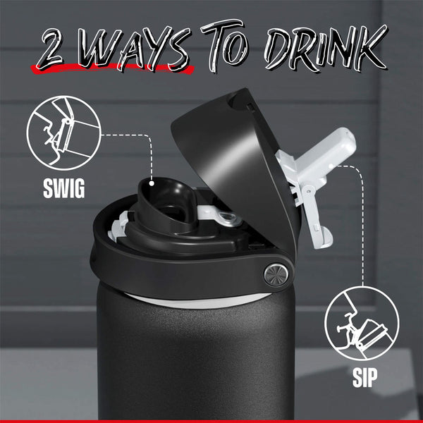 CORE Insulated Water Bottle, Dual Spout 750ml - Black