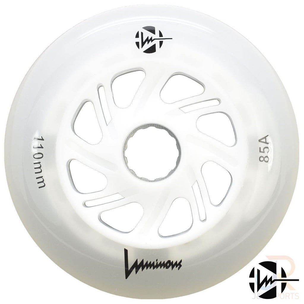 Luminous Led Inline Wheel (Set of 4 Wheels) - White - 110Mm/85A - Skatewarehouse.co.uk