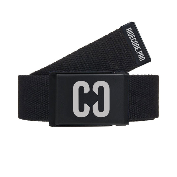 CORE Stretch Webbing Clamp Belt - Black/Black - Skatewarehouse.co.uk