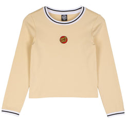 Santa Cruz Womens L/S T-Shirt Classic Dot Emb Ringer L/S - Chalk - Skatewarehouse.co.uk