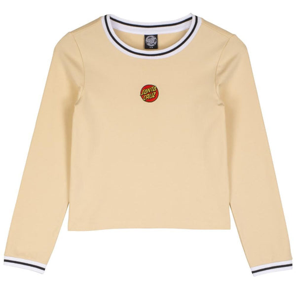 Santa Cruz Womens L/S T-Shirt Classic Dot Emb Ringer L/S - Chalk - Skatewarehouse.co.uk