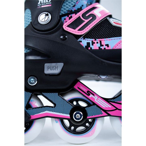 SFR Pixel Adjustable Inline Skates Blue / Pink Bundle - SFR Helmet & Pads