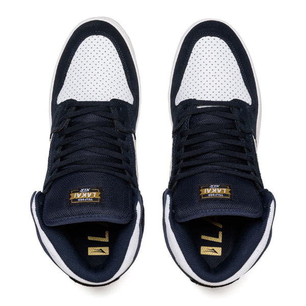 Lakai Telford Navy White Suede Skate Shoes - Skatewarehouse.co.uk