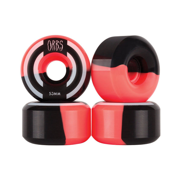 Orbs Apparitions Split - Round - 99A - (Coral / Black) Skateboard Wheels - 53mm