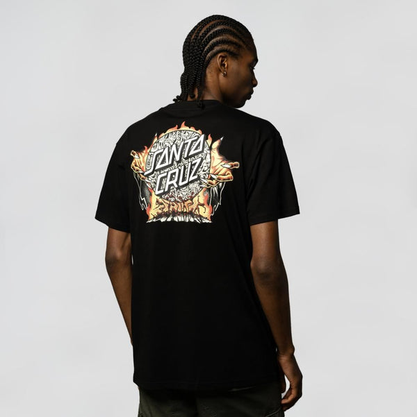 Santa Cruz T-Shirt Knox Firepit Dot - Black - Skatewarehouse.co.uk