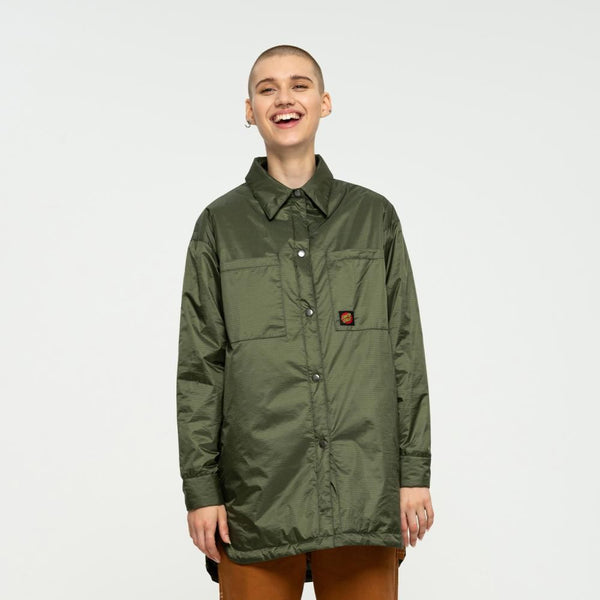Santa Cruz Womens Jacket Classic Dot Padded Overshirt - Jade - Skatewarehouse.co.uk