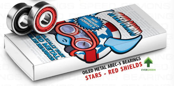 Speed Demons Stars Red Abec 5 Skateboard Bearings