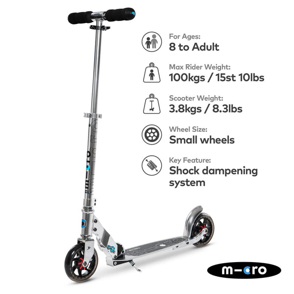 Micro Speed Classic Silver Scooter - Skatewarehouse.co.uk