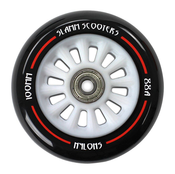 Slamm Scooter 100mm Nylon Core Scooter Wheels - White / Black - Skatewarehouse.co.uk