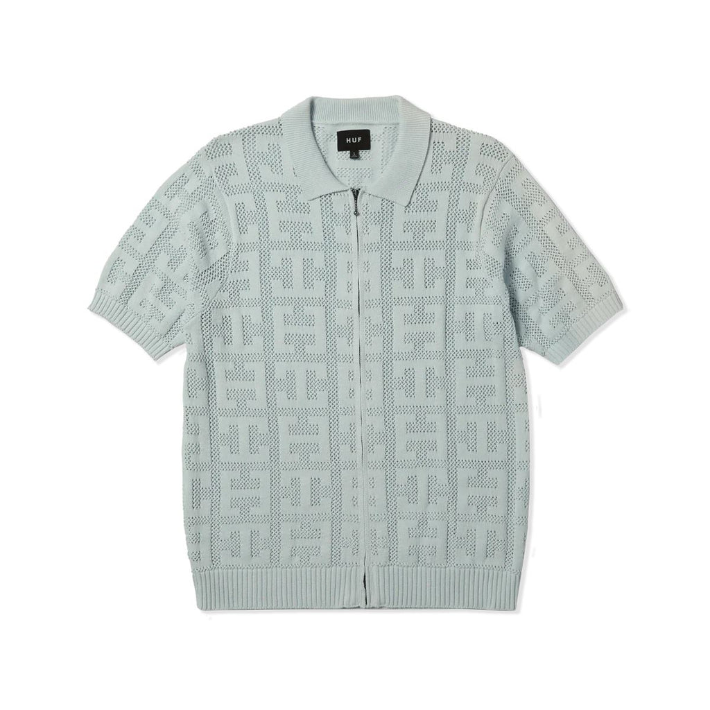 HUF Monogram Jacquard Zip Sweater (Sky)