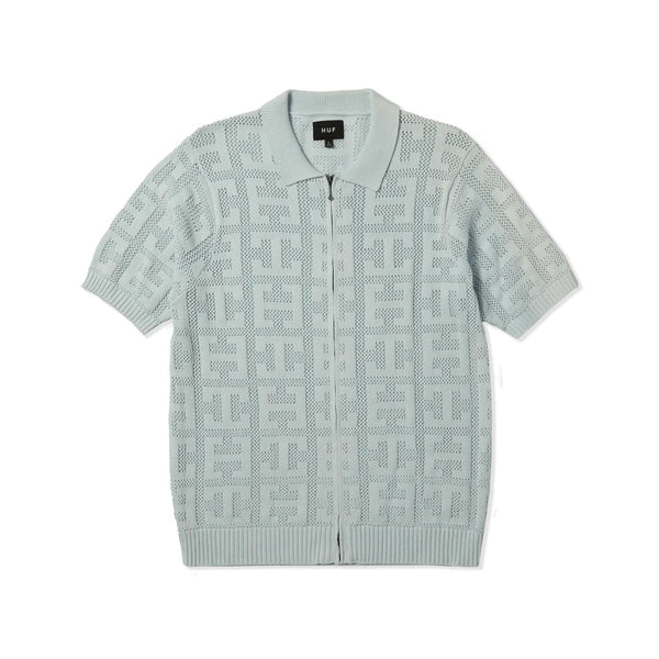 HUF Monogram Jacquard Zip Sweater (Sky)