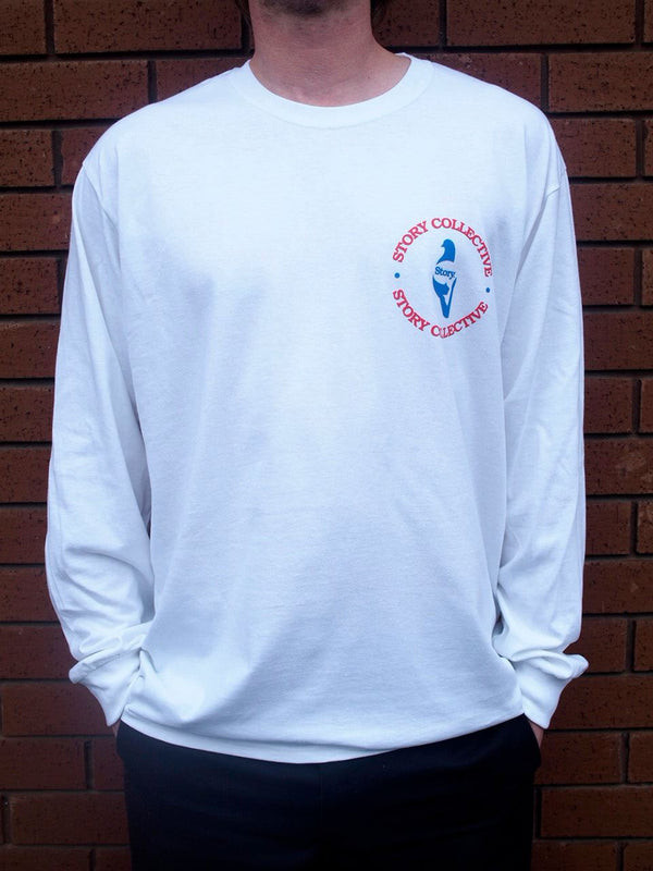Story Collective Circle Long Sleeve Tee White - Skatewarehouse.co.uk
