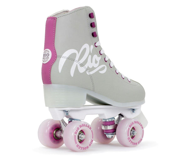 Rio Roller Script Quad Skates - Grey / Purple - Skatewarehouse.co.uk