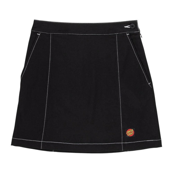 Santa Cruz Womens Skirt Nolan Mini Skirt - Black / White Stitch - Skatewarehouse.co.uk