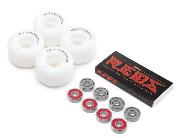 Skatewarehouse Conical Skateboard Wheels & Bones Reds Bearings Pack - Skatewarehouse.co.uk