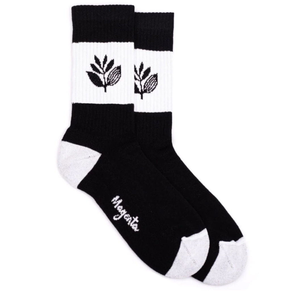 Magenta Stripe Socks Black / White