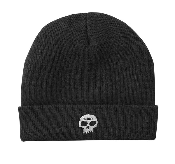 Zero Embroidered Single Skull Beanie Black - Skatewarehouse.co.uk