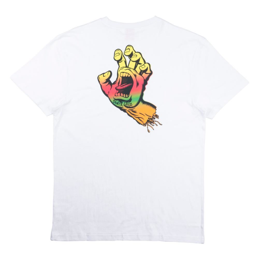 Santa Cruz T-Shirt Multi Fade Screaming Hand - White - Skatewarehouse.co.uk