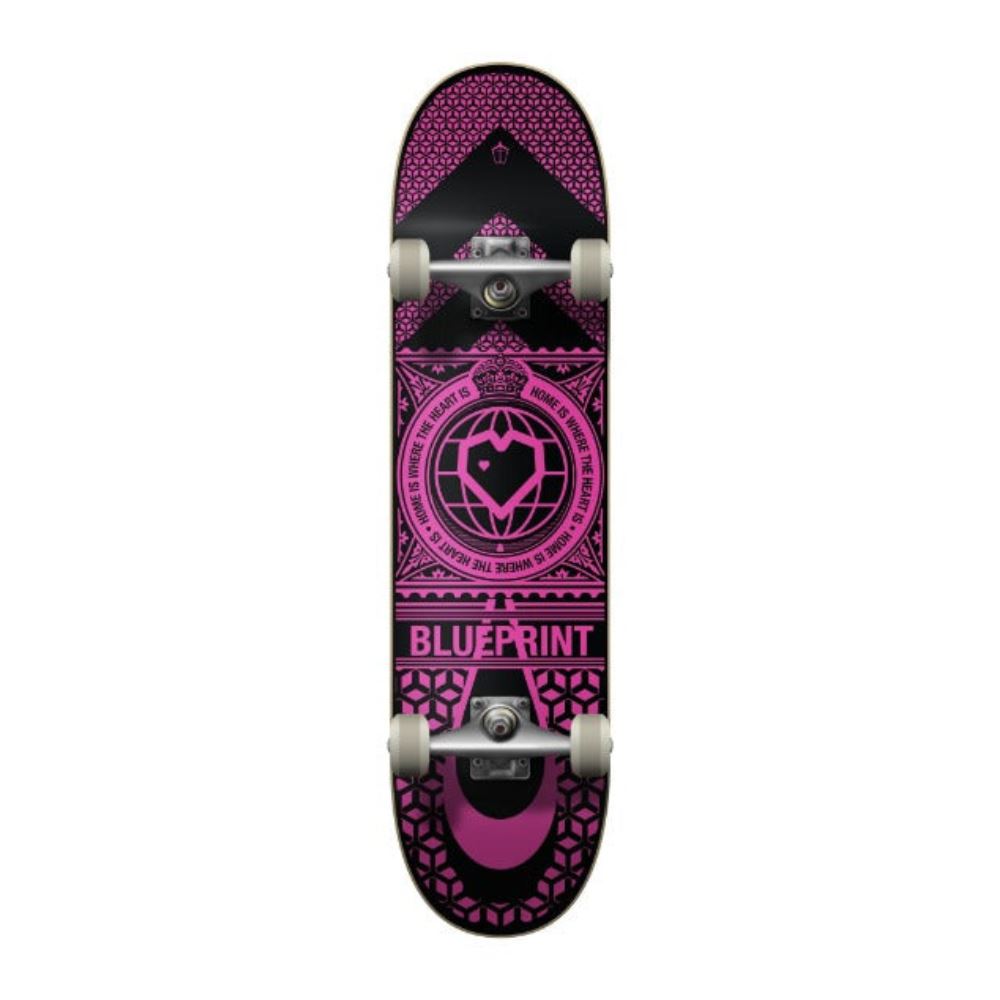 Blueprint Home Heart Complete Black / Pink Skateboard Deck - 8.0"