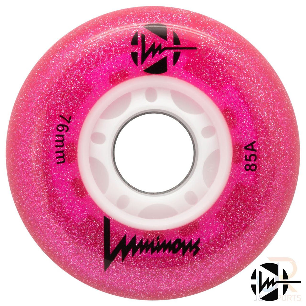 Luminous Led Inline Wheel (Set of 4 Wheels) - Pink Glitter - 76Mm/85A - Skatewarehouse.co.uk