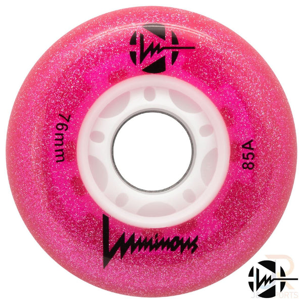 Luminous Led Inline Wheel (Set of 4 Wheels) - Pink Glitter - 76Mm/85A - Skatewarehouse.co.uk