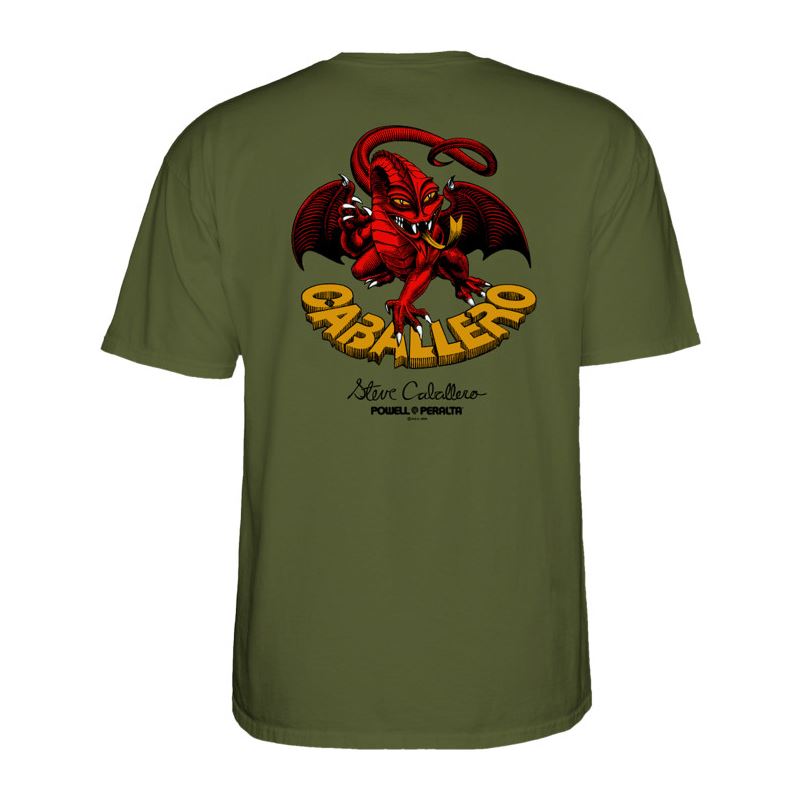 Powell-Peralta Caballero Dragon II Military Green '2' Tee - Skatewarehouse.co.uk