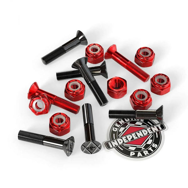 Indy Bolts Phillips Black / Red Skateboard Bolts - 1 - Skatewarehouse.co.uk