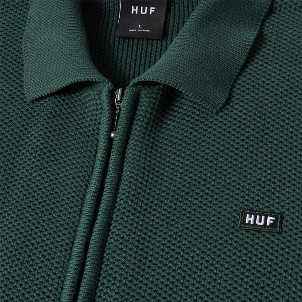 HUF Anton Zip Overdyed Sweater (Hunter Green) - L