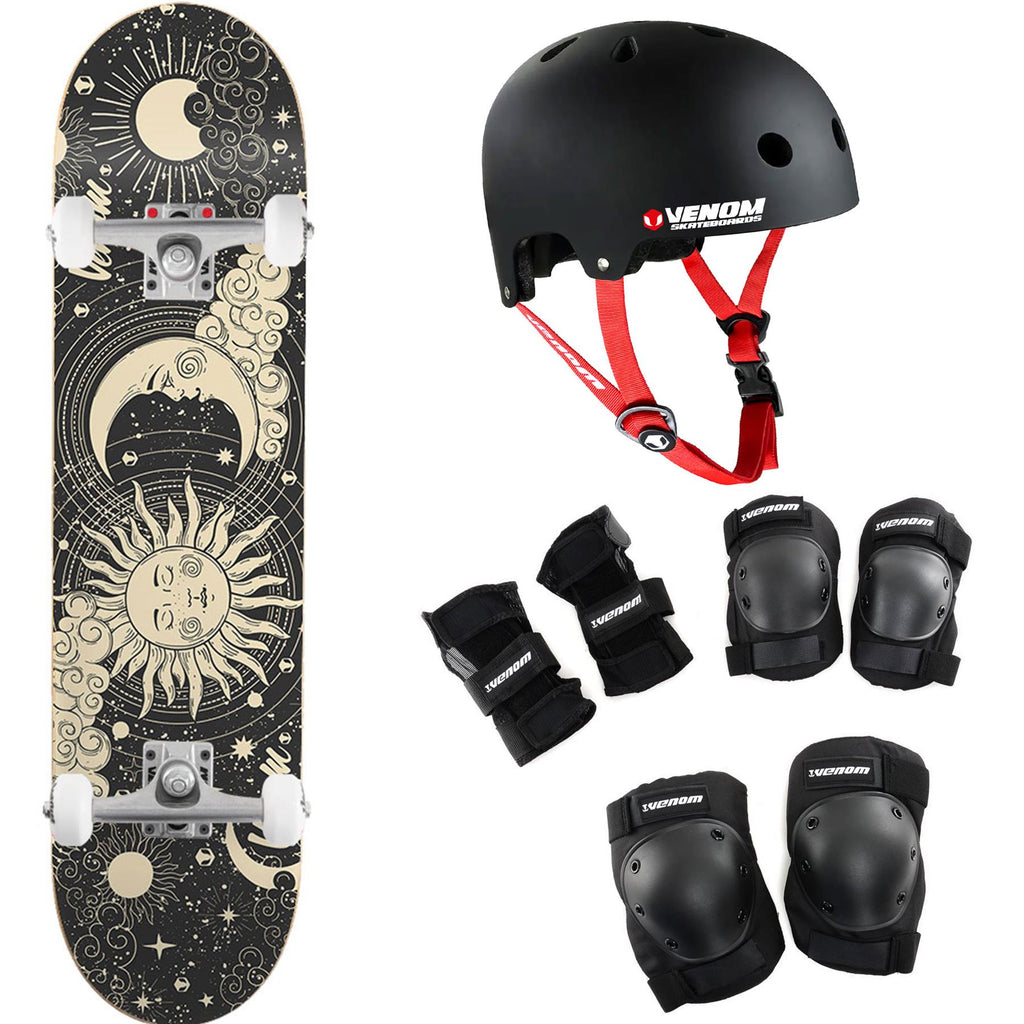 Venom Sun and Moon Black Teal Core Complete Skateboard Bundle - 7.75" **PRE-ORDER** - Skatewarehouse.co.uk