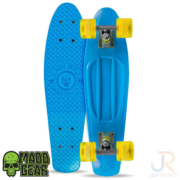 Madd Skins Retro Board - Blue / Yellow Complete Skateboard - - Skatewarehouse.co.uk