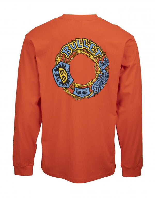 Santa Cruz Longsleeve T-Shirt Bullet 66 L/S T-Shirt - Red Glow - Skatewarehouse.co.uk