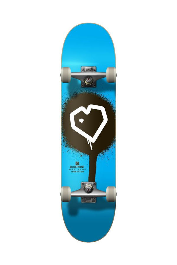Blueprint Spray Heart Blue Complete Skateboard - 7.0