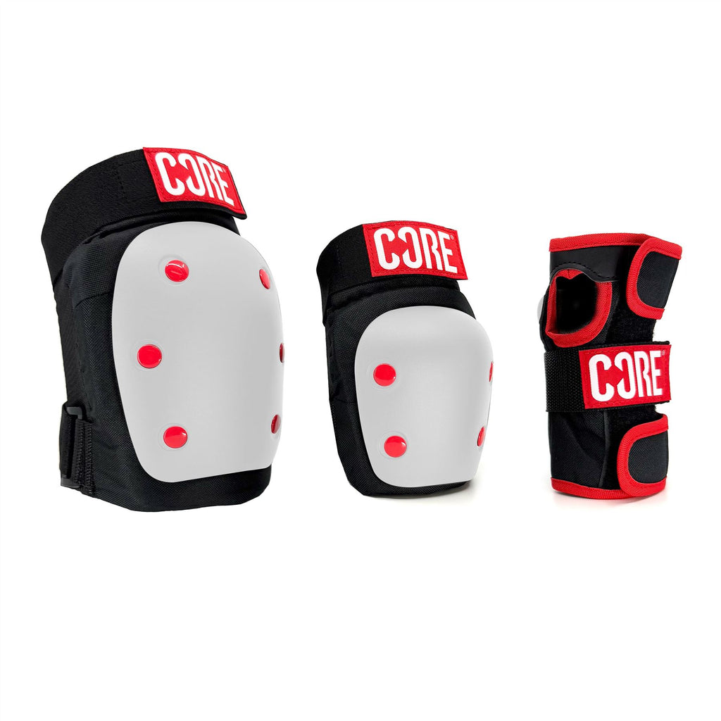 CORE Protection Skate Triple Pad Set - White (Knee / Elbow / Wrist)