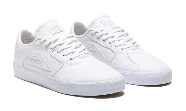 Lakai Cardiff Canvas Skate Shoes - White/White - Skatewarehouse.co.uk