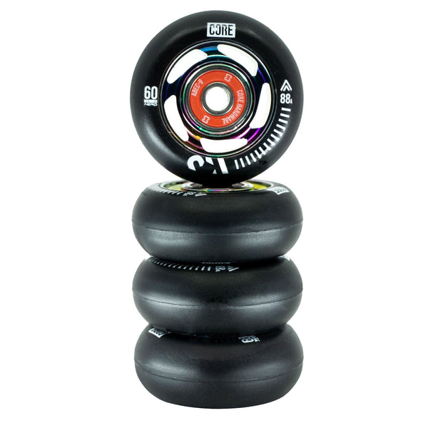 CORE Aero Inline Skate Wheels 60mm - NeoChrome (4 pack + Bearings) - Skatewarehouse.co.uk