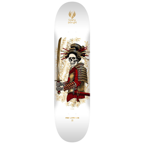 Powell Peralta Sakura Yosozumi • FLIGHT • Onna-Bugeisha • • White / Gold Foil Skateboard Deck - 8.25